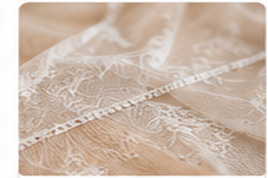 Close view of bridal lace fabric